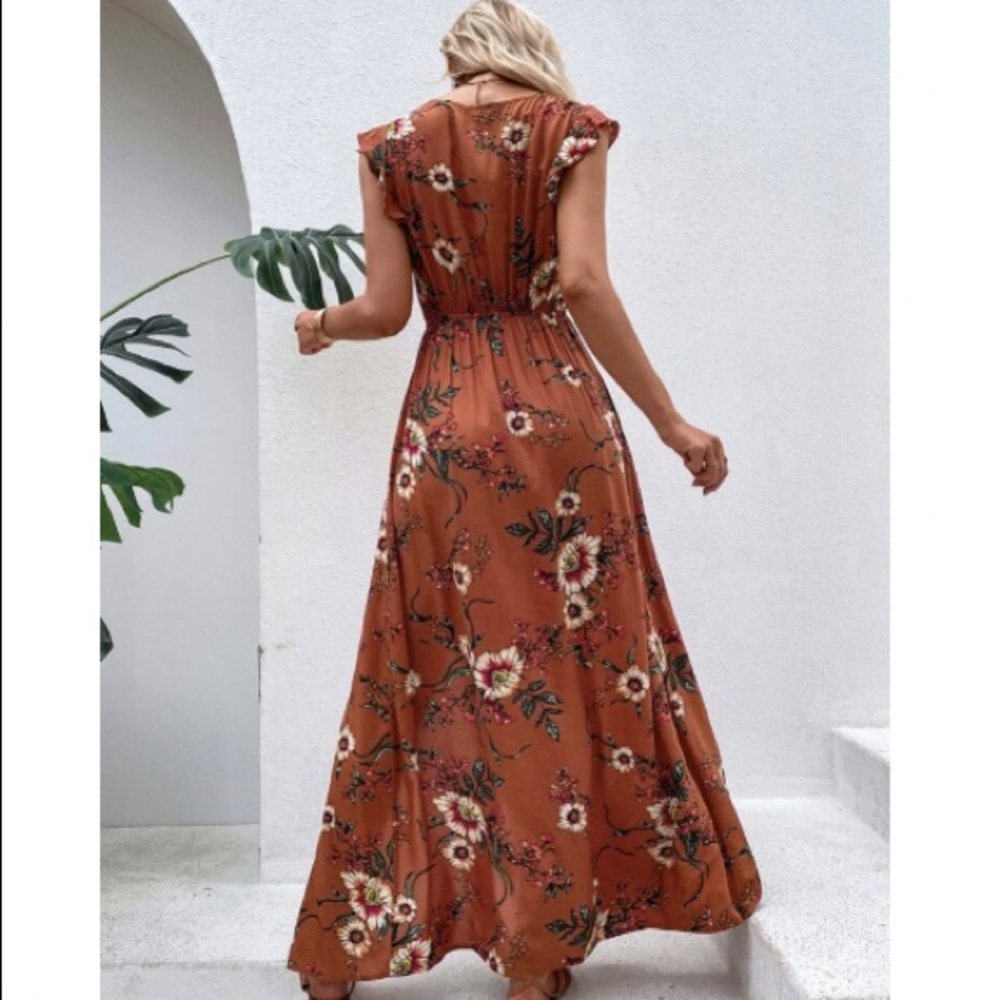 Boho floral print slit thigh maxi dress - Picture 5 of 16